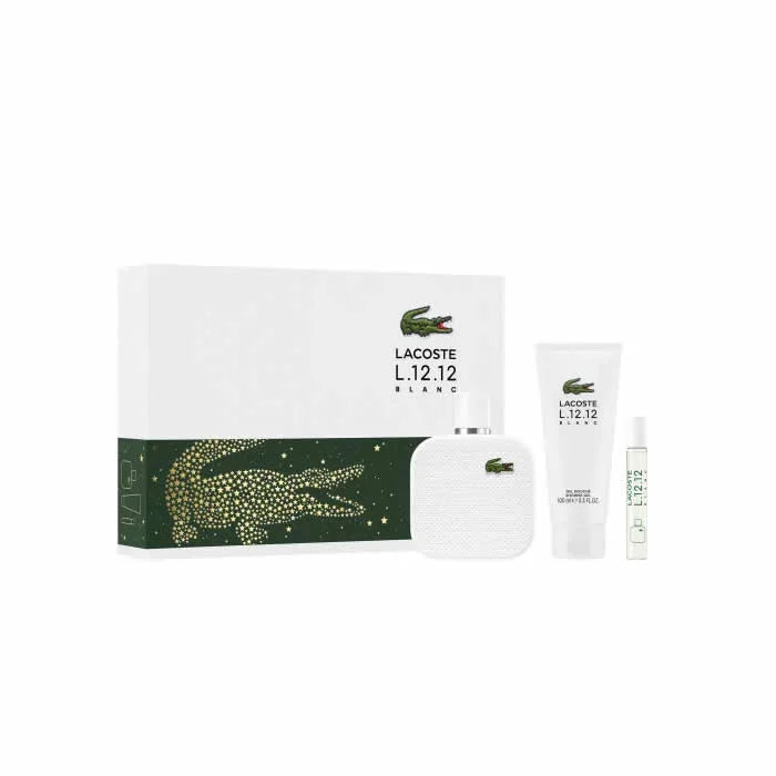 Lacoste L.12.12 Blanc Men Eau De Toilette Spray 100ml Set 3 Piezas