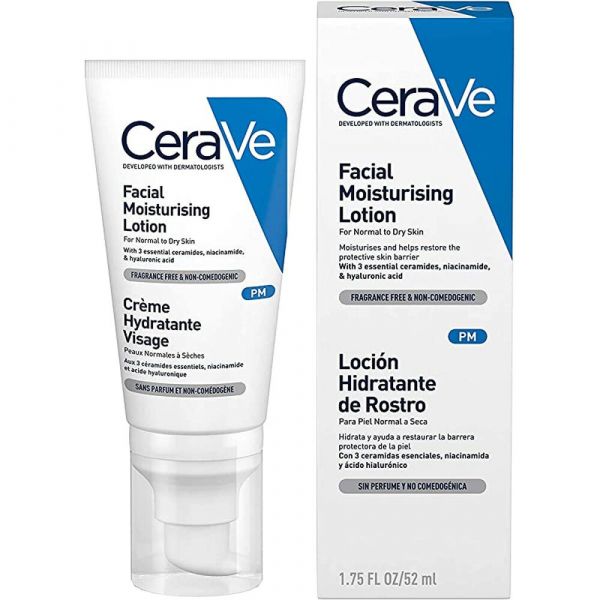 CERAVE PIEL NORMAL A SECA LOCION HIDRATANTE SIN PERFUME 52ML