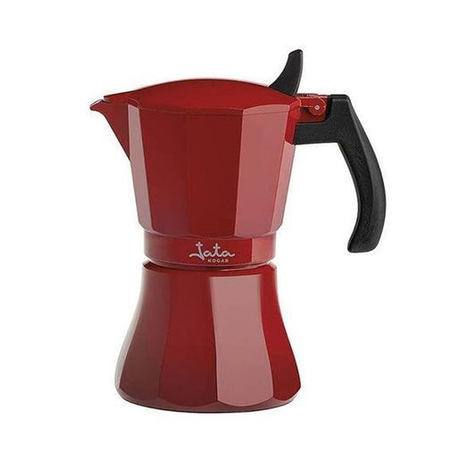 JATA ITALIAN COFFEE MAKER INDUCTION READY ALUMINIUM BODY 9CUPS RED HCAF2009