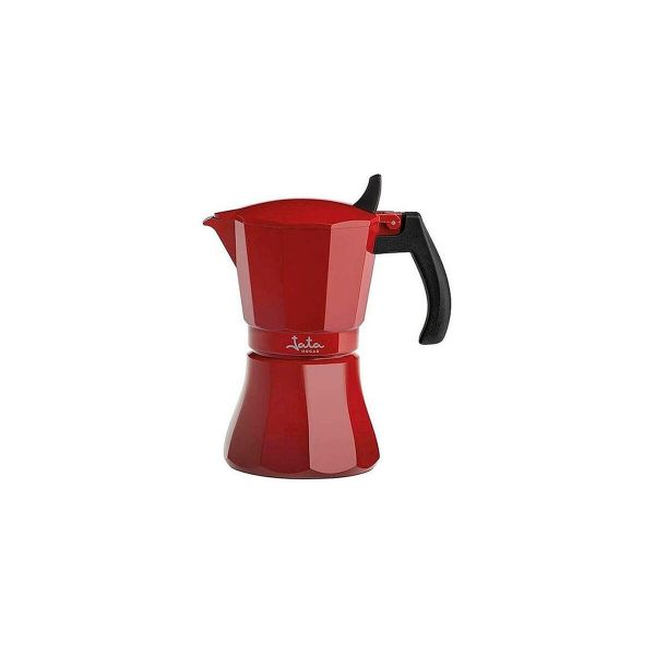 JATA ITALIAN COFFEE MAKER INDUCTION READY ALUMINIUM BODY 6CUPS RED HCAF2006