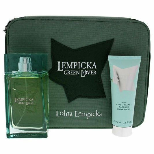 Lolita Lempicka Green Lover Gift Set 100ml EDT + 75ml Aftershave Balm + Pouch
