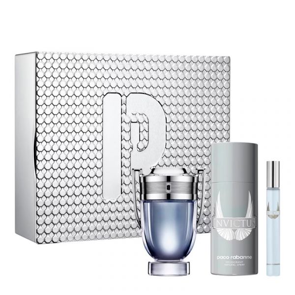 Paco Rabanne Invictus Eau De Toilette Spray 100ml Set 3 Peças