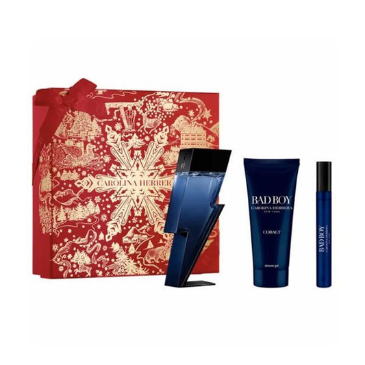 CAROLINA HERRERA BAD BOY COBALT EAU DE PARFUM 100ML VAPORIZER + 1U BATH GEL + MINIATURE 10ML